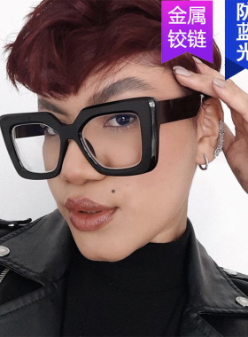 日系moleubak方形平光镜大框ins防蓝光眼镜框个性街拍眼镜架可配