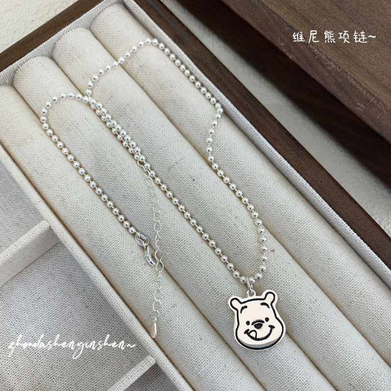 日系设计师topwhit维尼熊儿童银项链女童手链银女宝宝串珠链
