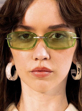 日系moleubak无框小框太阳镜新款太阳眼镜未来风墨镜女士多巴胺