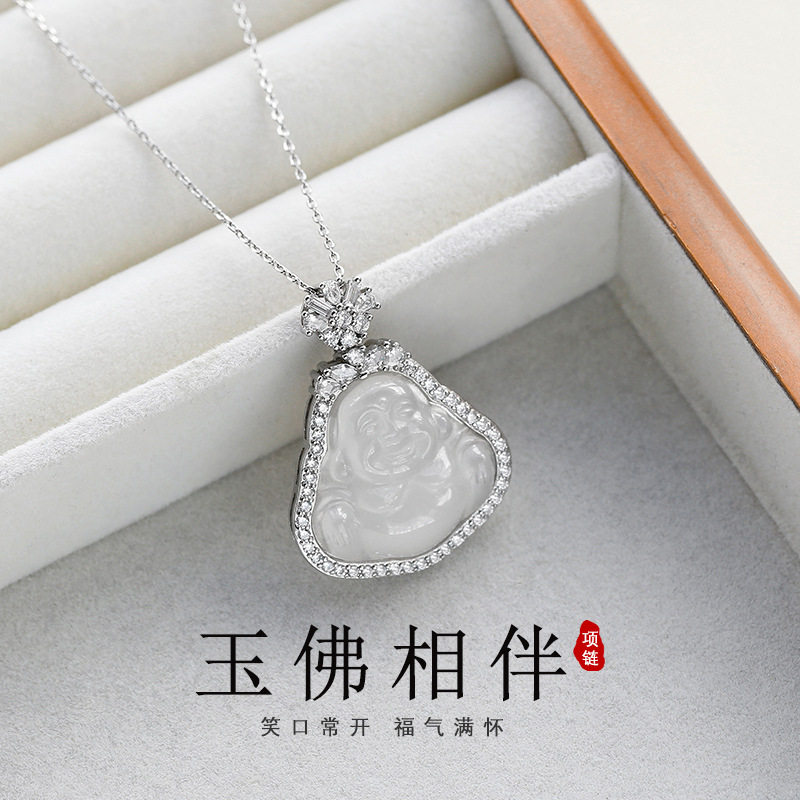 日系cherry kitty弥勒佛公项链女镶钻高级感新款锁骨链轻奢小众