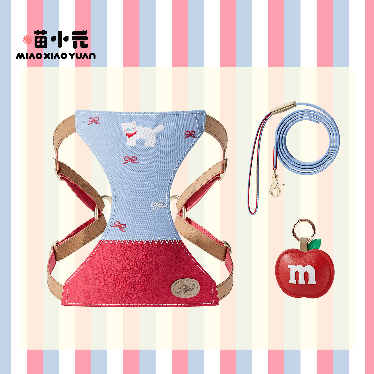 喵小元|牛仔胸背套装猫咪牵引绳背心式放挣脱遛猫遛狗外出圣诞