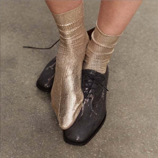 silk 新款 潮流百搭金属丝绸袜Metallic 时尚 stockings中筒袜 个性