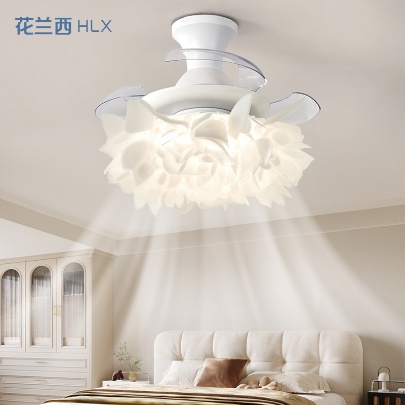 卧室风扇灯2025新款奶油风隐形静具音一体电吊扇灯温馨羽毛吸顶灯,家装灯饰光源,风扇灯,淘宝优惠券,粉丝福利购,淘宝优惠卷