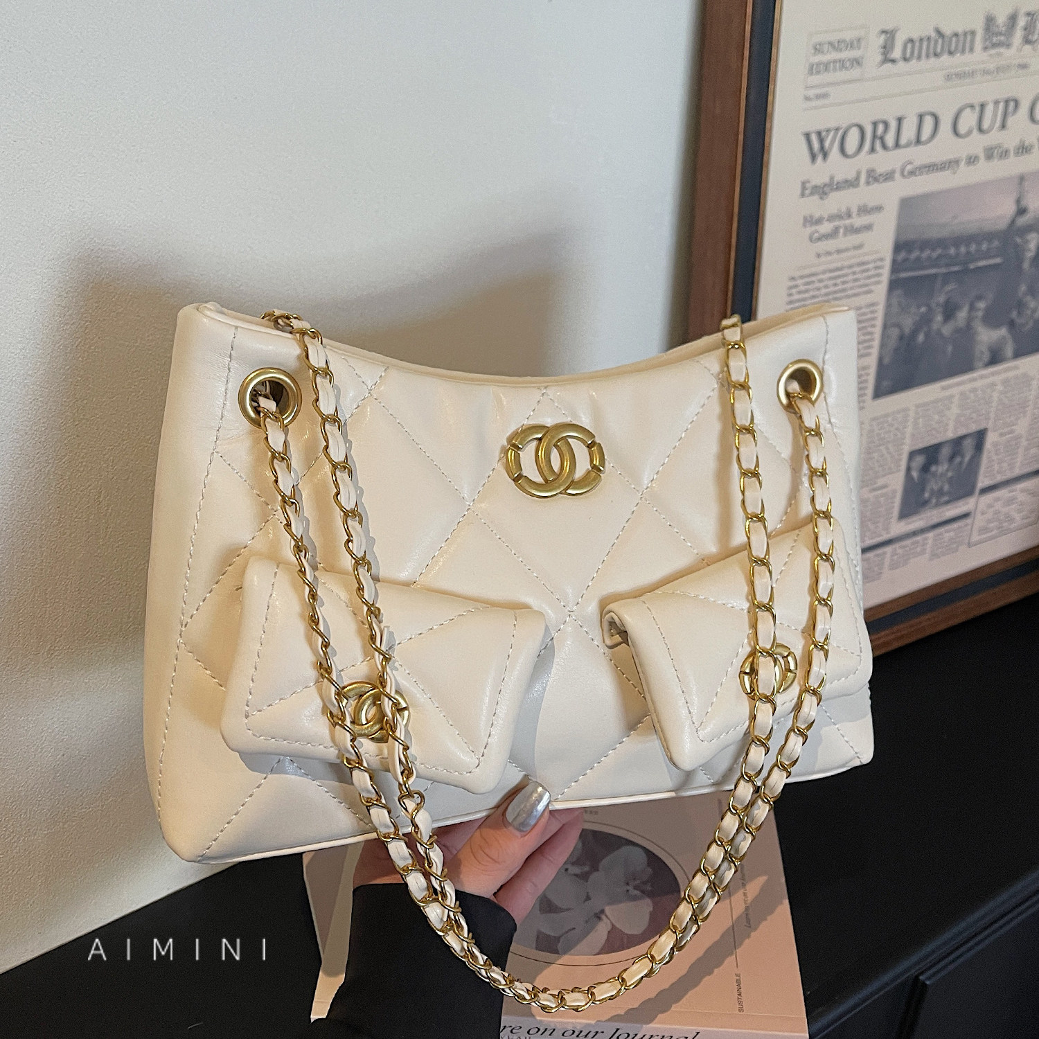 小香风菱格链条托特包女2026春季新款时尚百搭洋气通勤单肩斜挎包,箱包皮具/热销女包/男包,托特包,淘宝优惠券,粉丝福利购,淘宝优惠卷