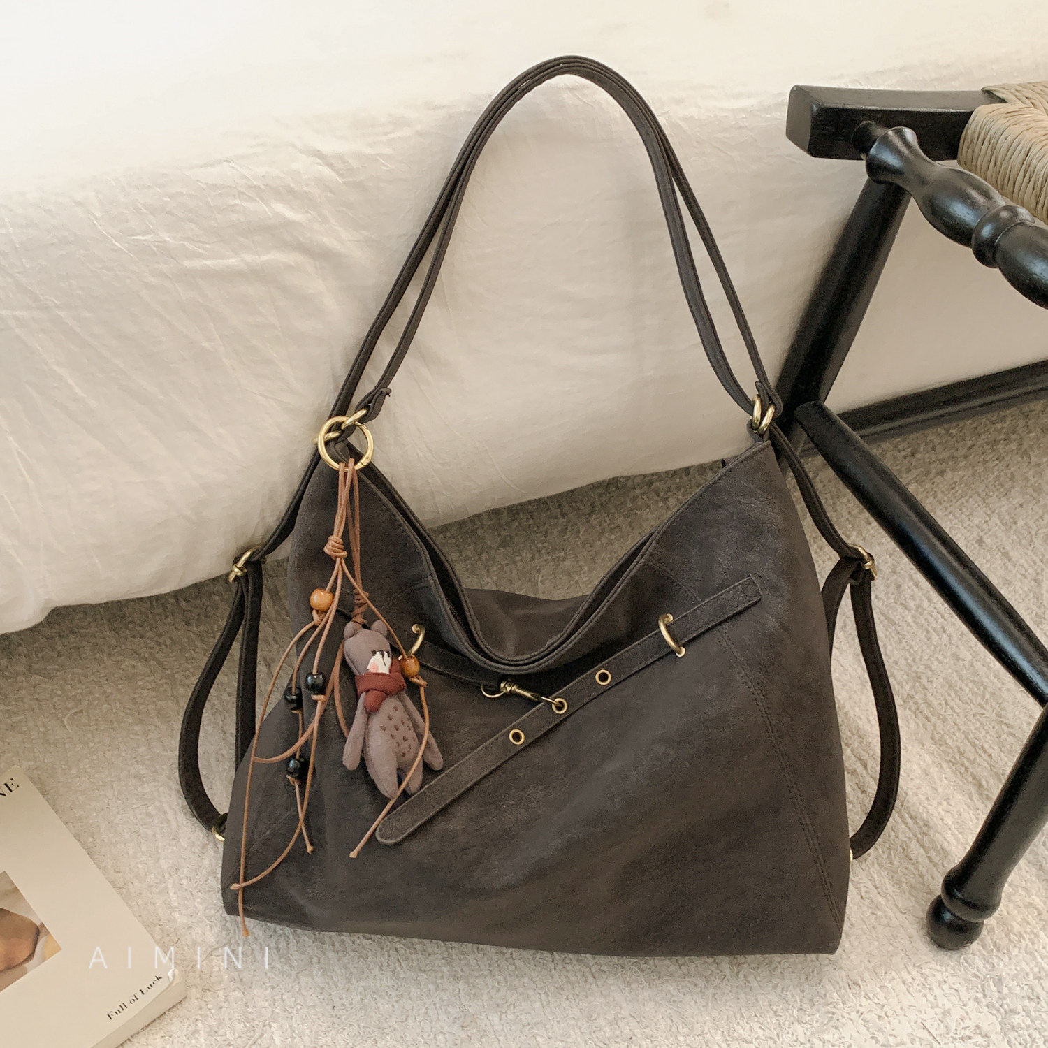 高级感小众托特包女大容量单肩双肩包2025秋冬新款百搭通勤斜挎包