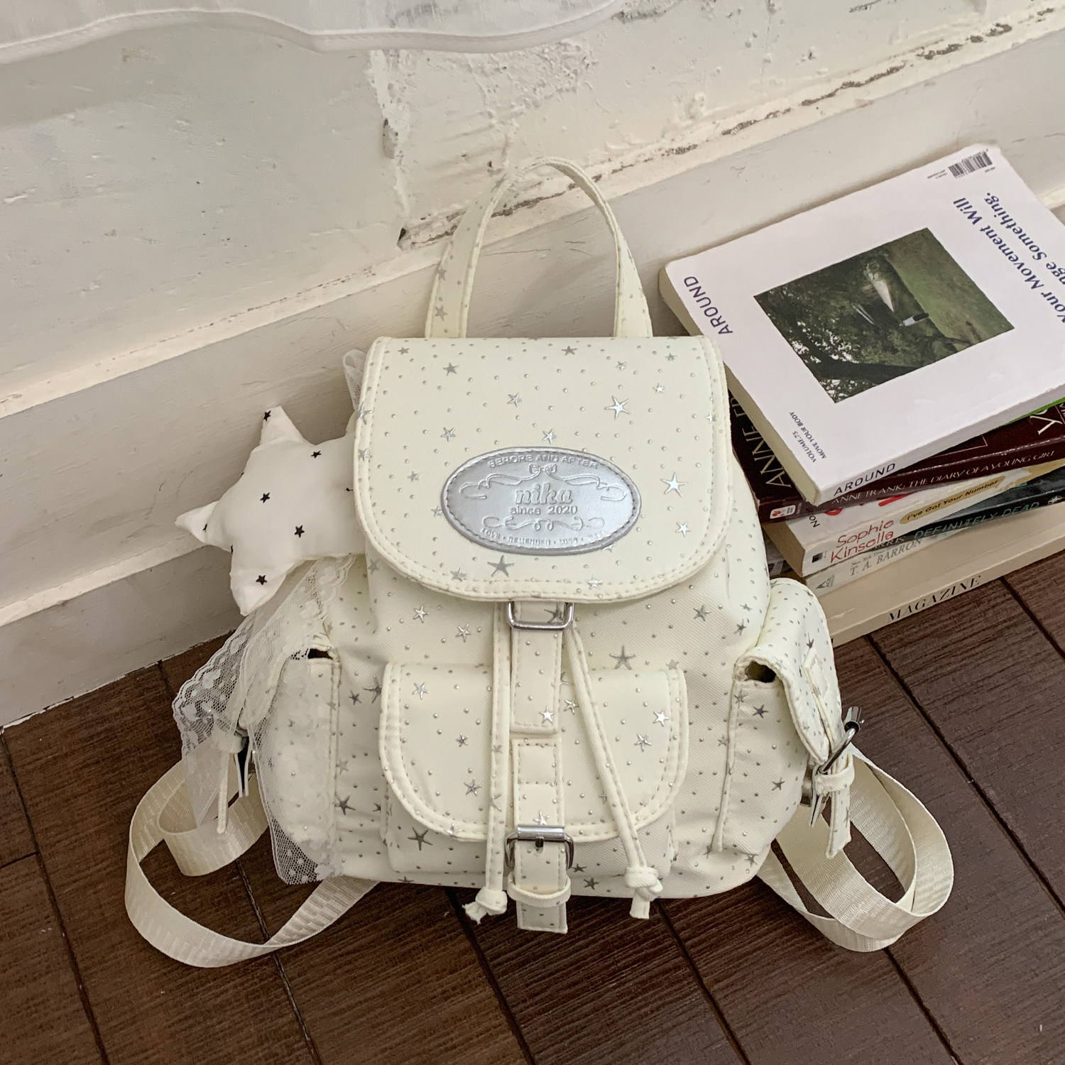 星星双肩包女小型2026春夏新款韩系学院风日常百搭多口袋小背包