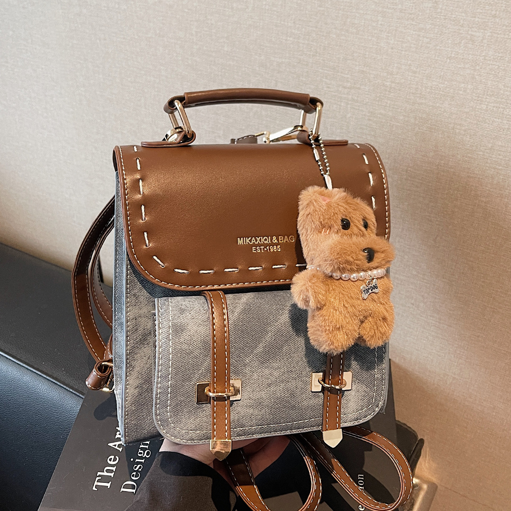 复古撞色双肩包女小包2025秋冬新款小众时尚百搭通勤小背包斜挎包