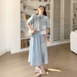 高级小众穿搭文艺风薄款牛仔上衣套装女夏季超火好看半身裙两件套，女装套装/套裙，2C036