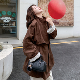 小小秋冬新款咖啡色麂皮绒大衣RF2C036-W569-P175-K258，女装风衣，2C036