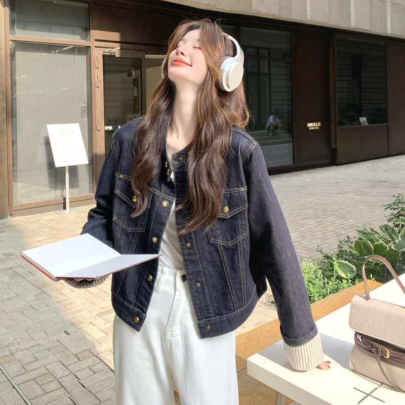 美式慵懒chic工装牛仔短外套女春秋2025超火好看高级小众夹克上衣,女装短外套,2C036