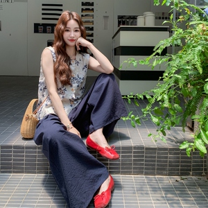 复古刺绣单排扣马甲阔腿裤两件套女2025夏季新款超好看小个子休闲图片
