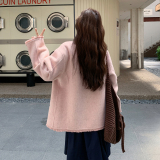 冬季小小粉色双面呢正70羊毛圆领拉毛款RF2C036-Y587-P250-K348，女装毛呢外套，2C036