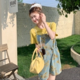 夏新款TT黄色T+印花牛仔套装二件套RF2C036-T501-P135-K198，女装套装/套裙，2C036