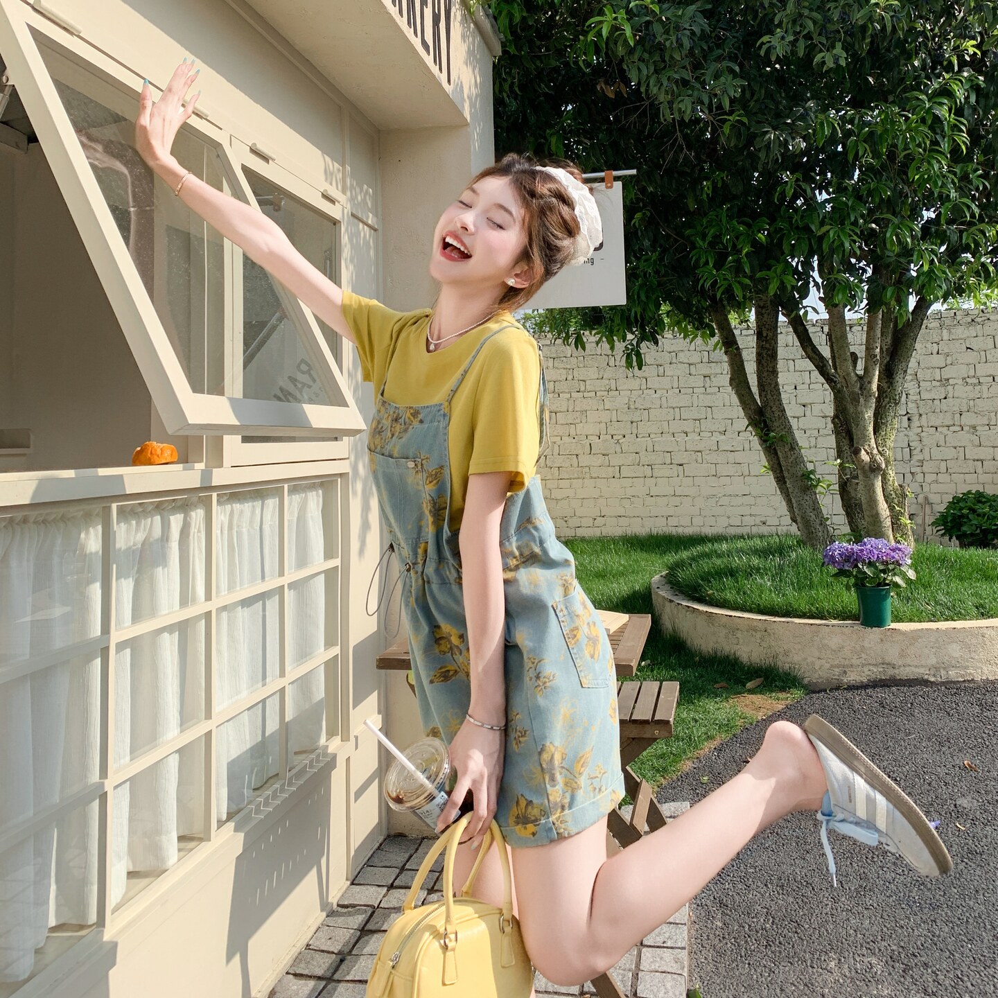 休闲牛仔背带裤套装女2025夏新款气质通勤风无袖上衣阔腿裤两件套,女装套装/套裙,2C036
