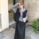 大货秋针织帽衫+牛仔马甲+半身裙三件套FR2C036-W539-P195-K298，女装套装/套裙，2C036