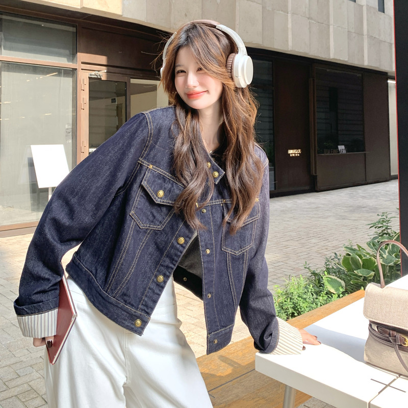 美式慵懒chic工装牛仔短外套女春秋2025超火好看高级小众夹克上衣图片