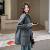 春季灰色拼花外套风衣RF2C036-W561-P175-K278，女装短外套，2C036