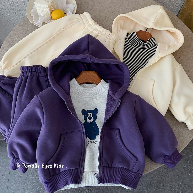 男童套装秋冬款新款儿童冬季运动服加绒两件套冬装小童男孩潮