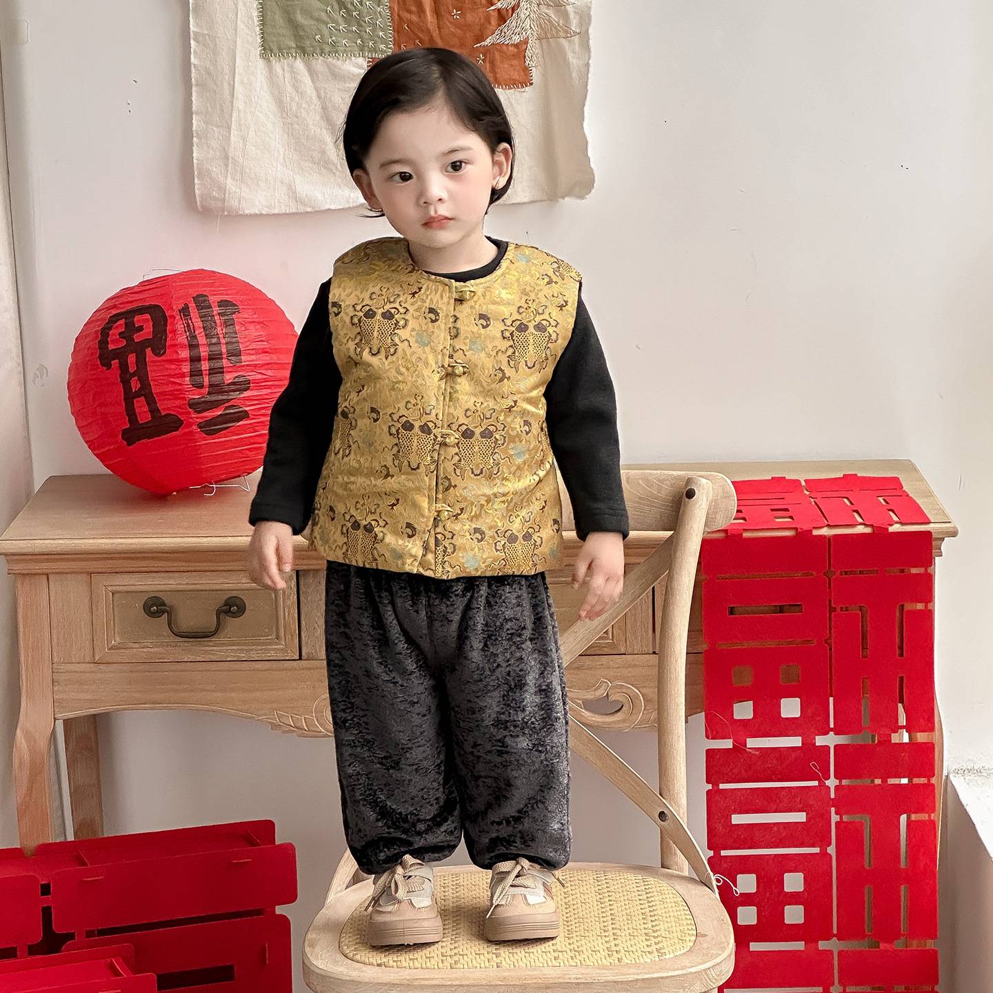 冬季新款婴幼儿中夹棉加厚马甲