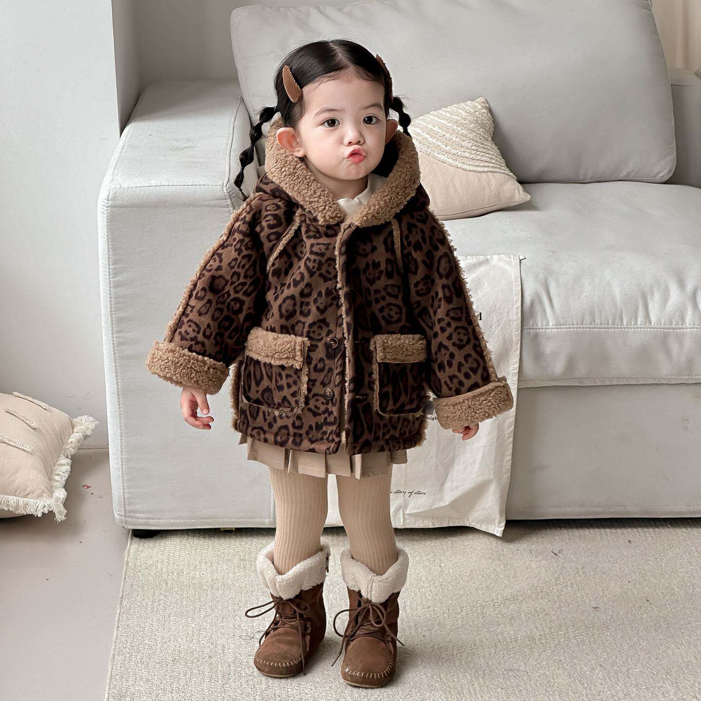 2026冬季婴幼儿皮毛一体三件套女