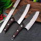 锻打锻造不锈钢菜刀套装 木柄锤纹厨房刀具家用切菜刀砍骨刀斩切刀