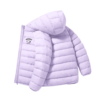 史努比女童羽绒服轻薄紫色