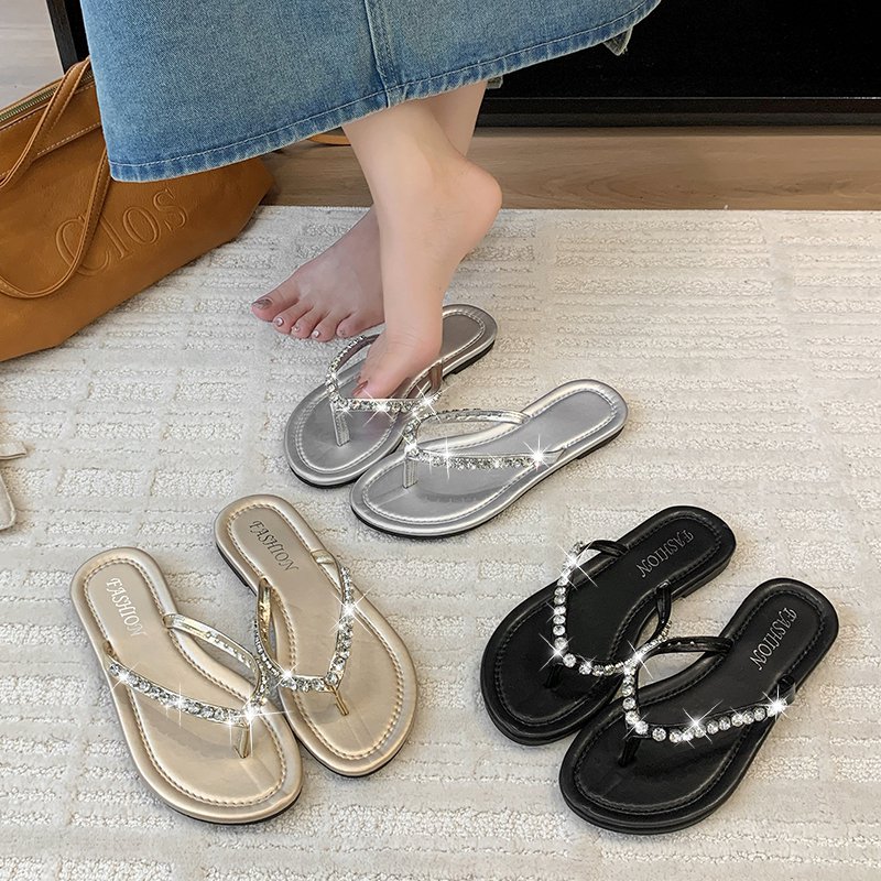水钻人字拖女夏季新款大码凉拖鞋