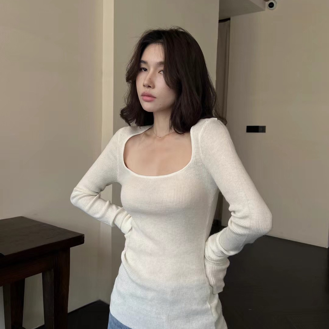 ALL IN-女人温柔纯色系针织U领毛衣打底衫针织衫202670