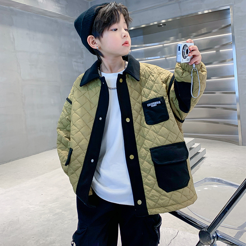 男童外套冬装2025新款儿童冬季二棉棉衣中大童男孩棉服秋冬款夹棉
