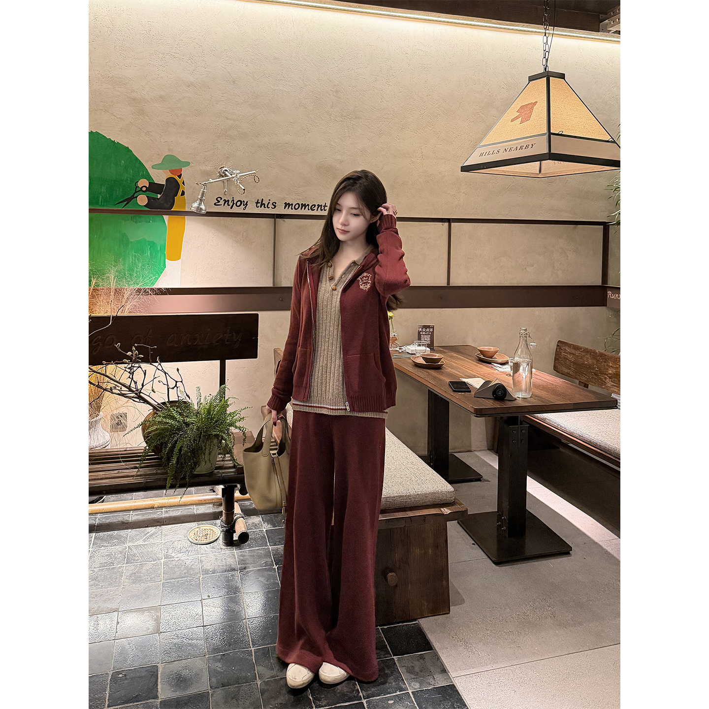 JnnlhStudio针织外套裤子套装