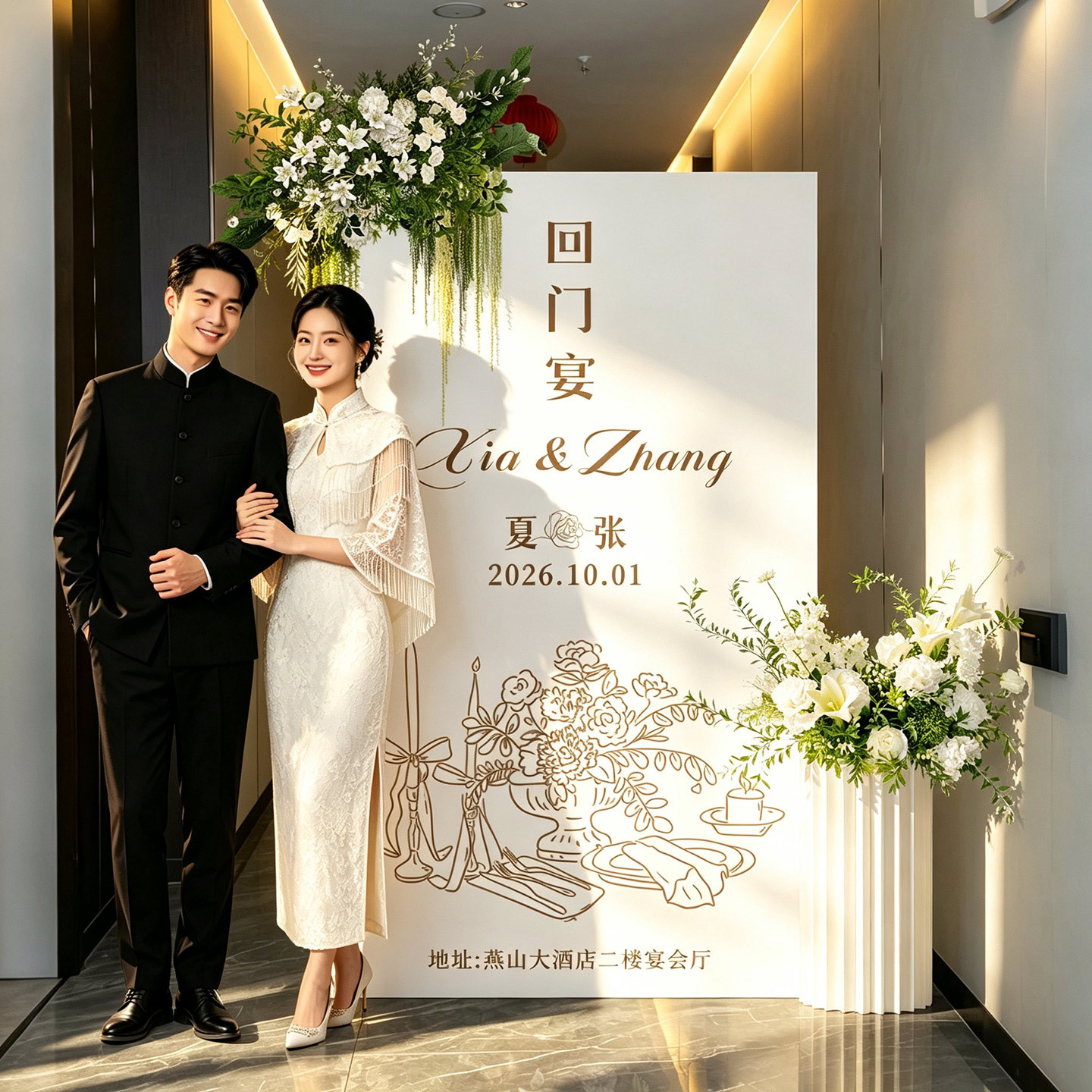结婚回门宴布置装饰定制KT板背景墙气球酒店婚礼答谢宴摆件迎宾牌
