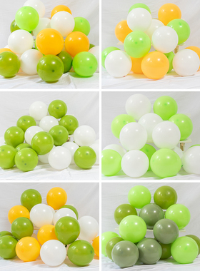 复古橄榄绿果绿豆沙绿色气球儿童生日装饰场景布置森林系主题汽球