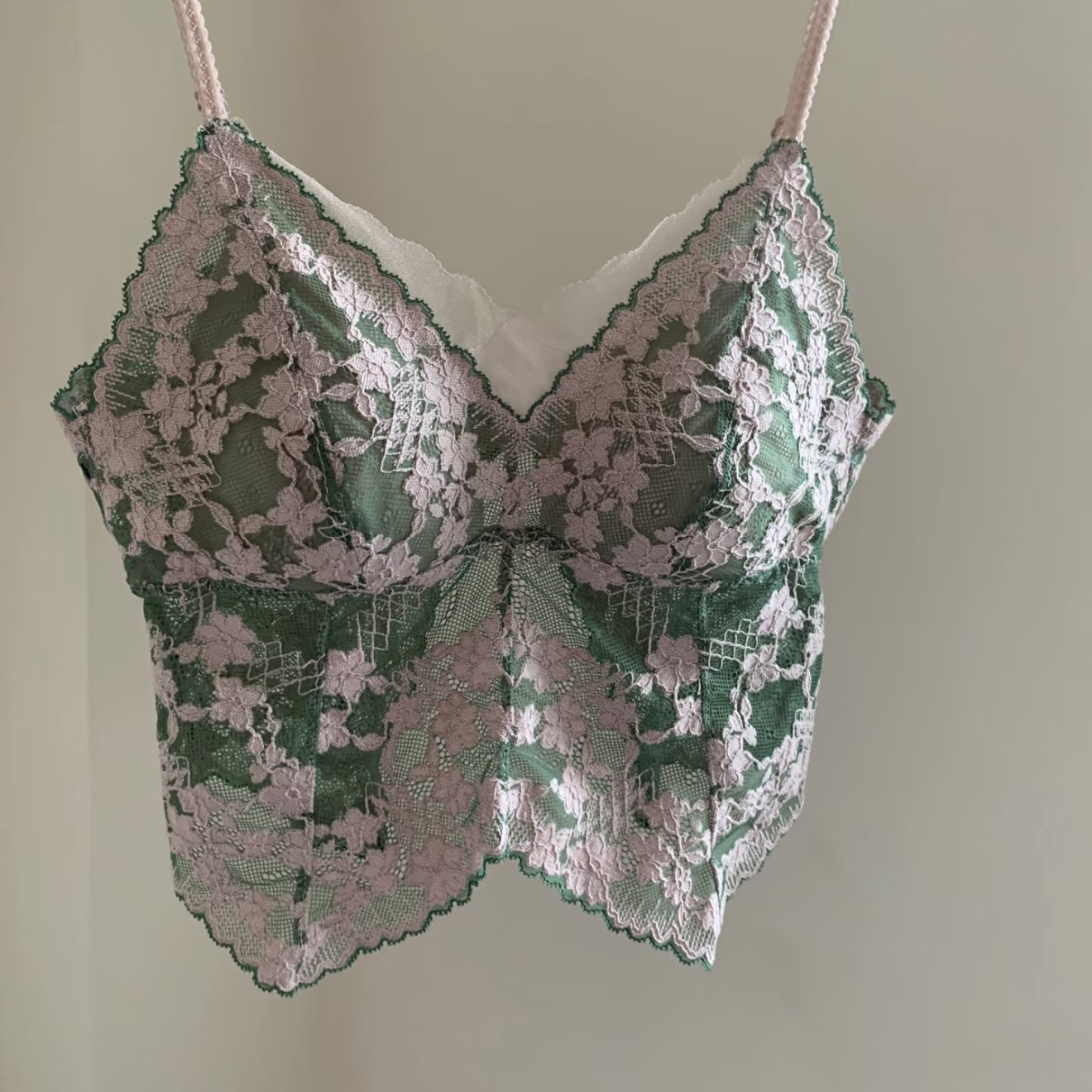 法式吊带背心内衣女夏季薄款无钢圈性感纯欲蕾丝三角杯美背文胸罩