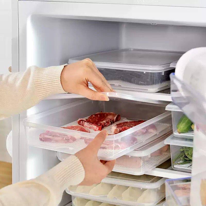 食品级塑料肉类保鲜盒日式透明设计 厨房用储肉盒BL2101摆摊专用