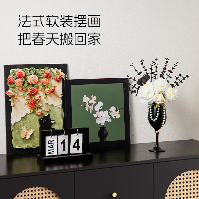 中古风客厅装饰摆件法式复古玄关电视柜桌面摆画小众软装家居饰品
