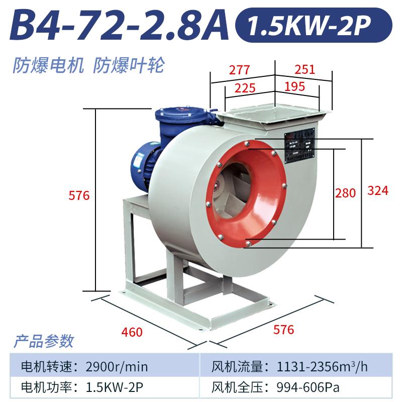 新款浙江沈力B4-72防爆离心风机隔爆式粉尘工业除尘烤漆房鼓包邮