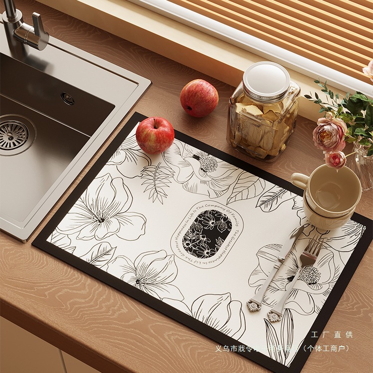 厨房沥水垫台面吸水垫碗碟控水垫咖啡机垫桌面隔热保护洗手台垫子