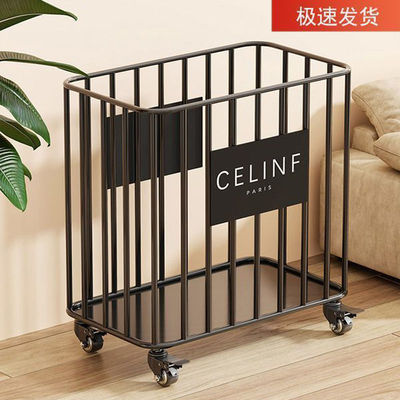 瑜伽垫收纳家用落地带轮可移动运动装备置物架健身器材夹缝收纳筐