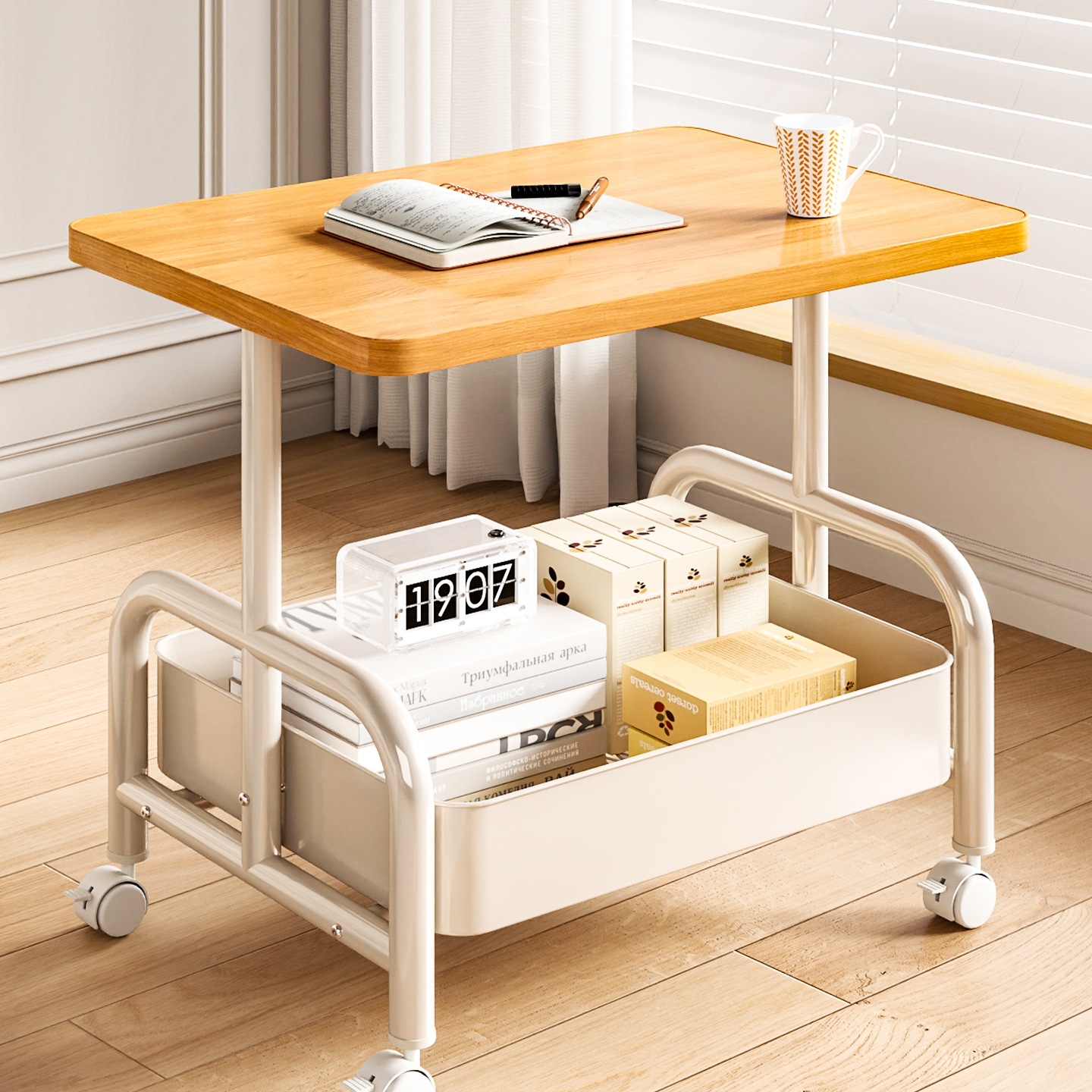 小推车双层边几客厅沙发可移动茶几收纳小桌子带轮茶桌卧室置物架