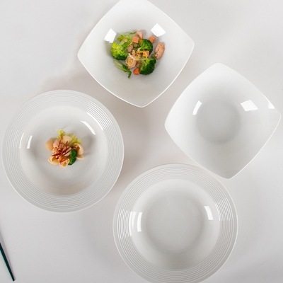 日式餐具套装家用高级感8.75英寸草帽盘8英寸翘脚碗陶瓷餐具4个装