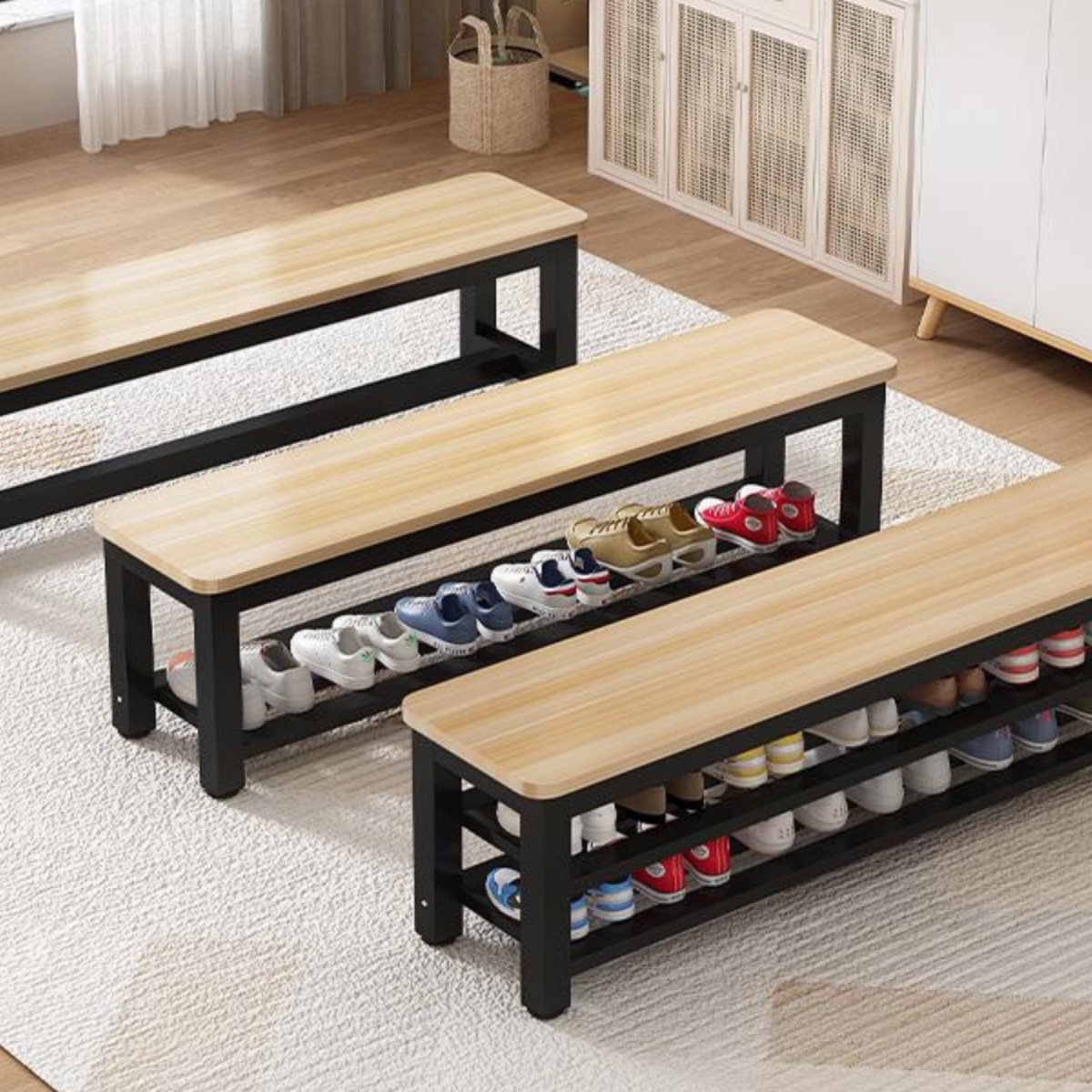 家用长凳长条凳户外长板凳更衣室坐凳商场换鞋凳加宽长椅放鞋凳子