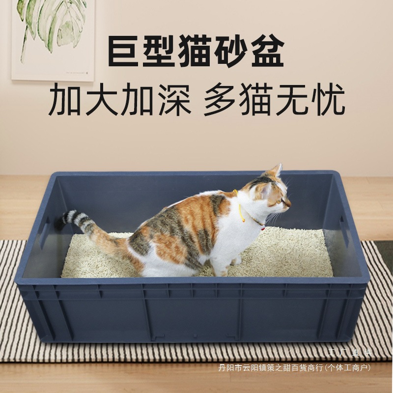 猫砂盆号80cm全开放式周转物流集装箱特大60斤巨大缅因猫厕所猫砂