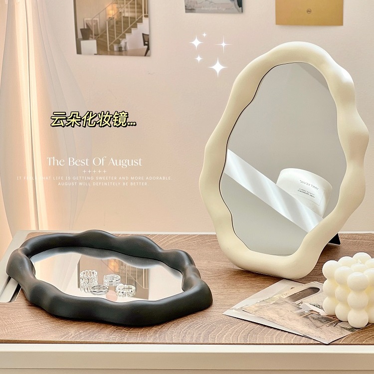 简约桌面化妆镜台式奶油ins风梳妆台镜子可爱梳妆镜女生学生宿舍