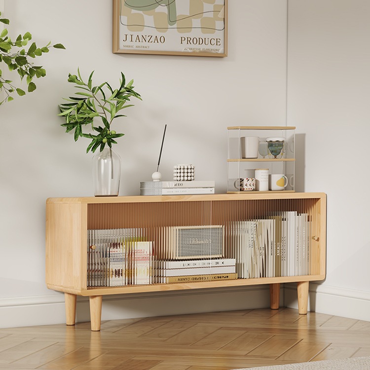 实木儿童客厅书架置物架落地家用书柜简易靠墙原木格子收纳柜绢花