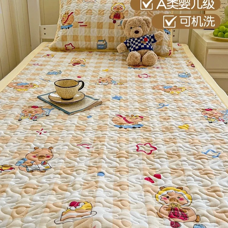 学生宿舍夹棉床盖单件儿童床褥床垫加厚软垫榻榻米三件套四季通用