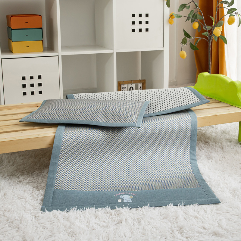 婴幼儿童单人席冰丝席子冰藤水洗高档透气ins加厚幼儿园午睡凉席