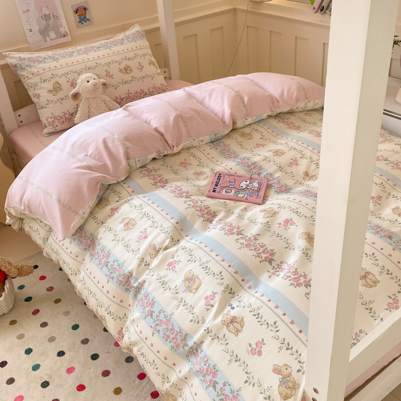 大学生宿舍专用床上三件套全棉纯棉0.9m床笠款高中生住校床单被套