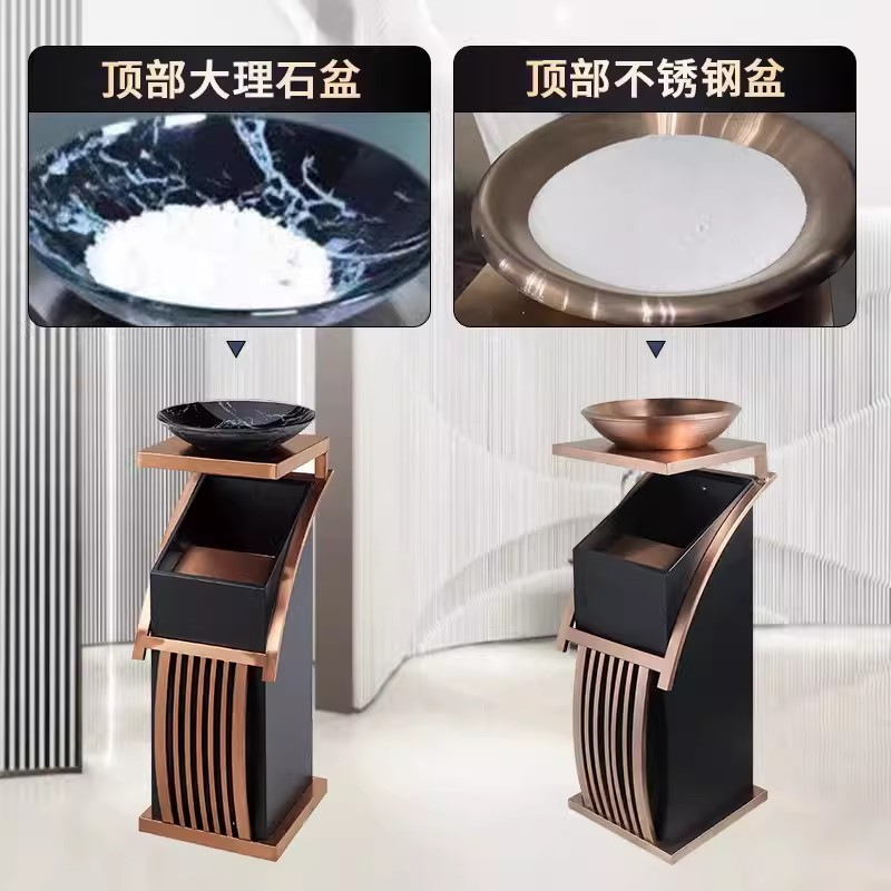 大理石酒店垃圾桶立式商用大堂大厅电梯口过道不锈钢果皮箱卫生桶