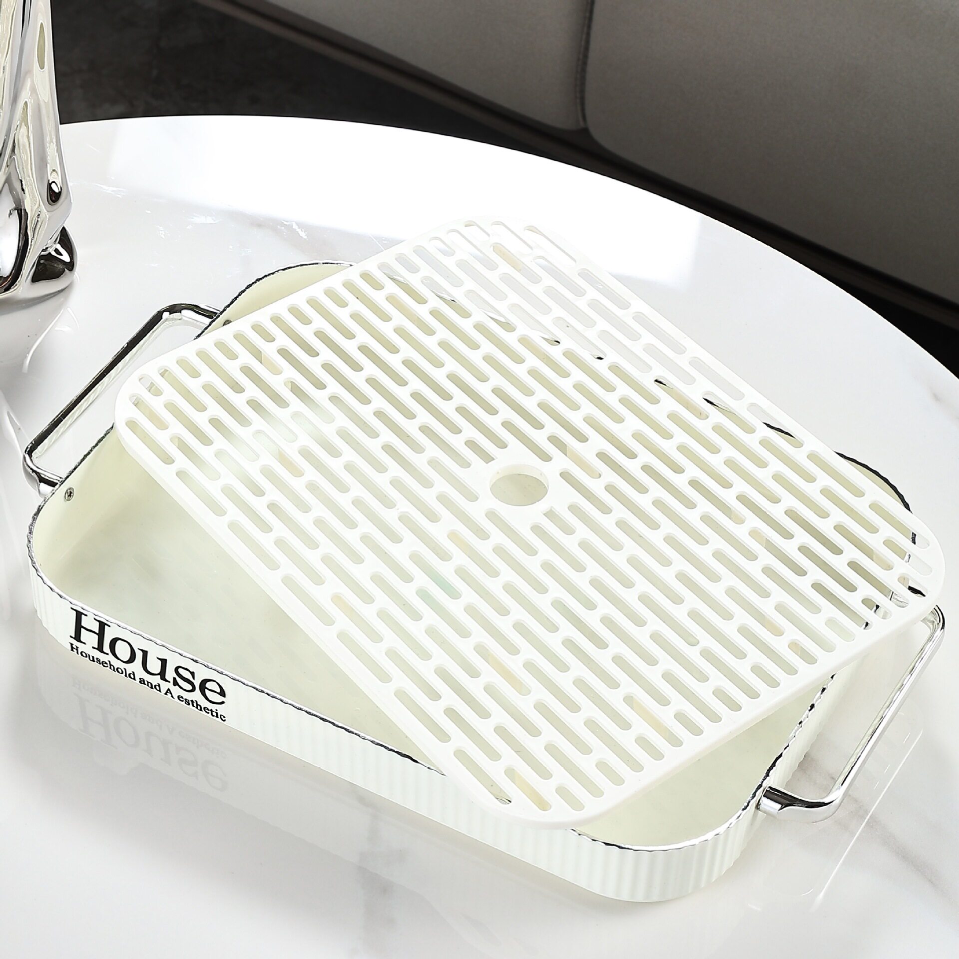 轻奢茶盘家用客厅茶几杯子茶杯水杯沥水托盘放置茶具长方形水果盘