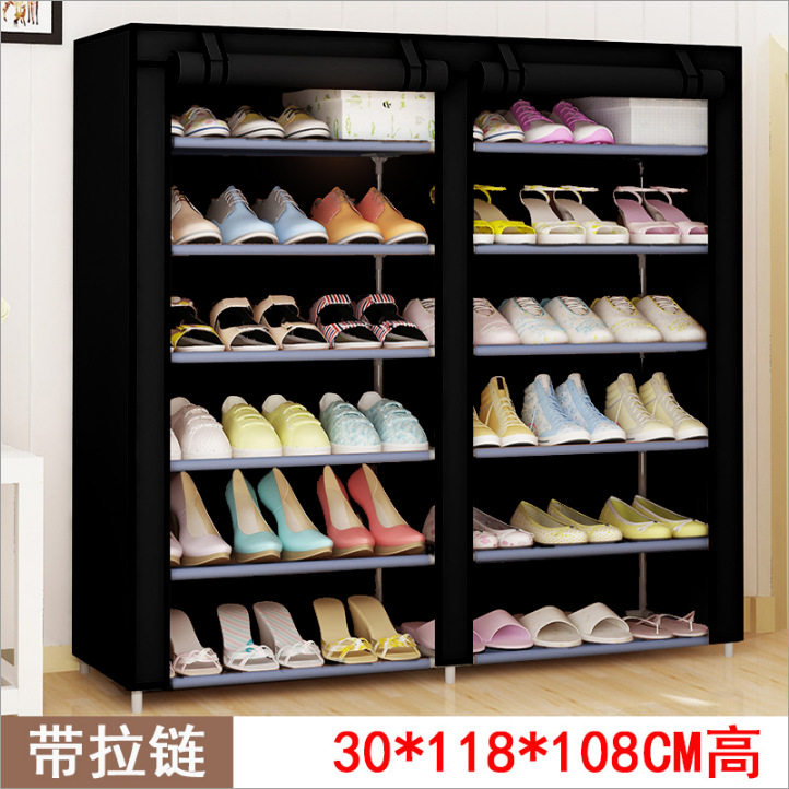 简易鞋柜双排多层组装鞋架学生家用卧室鞋橱客厅带拉链鞋架子